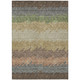 10' X 14' Chocolate Gray And Green Striped Washable Indoor Outdoor Area Rug