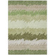 5' X 8' Beige And Olive Green Striped Washable Indoor Outdoor Area Rug