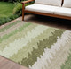 9' X 12' Beige And Olive Green Striped Washable Indoor Outdoor Area Rug