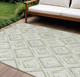9' X 12' Artichoke Green And Ivory Geometric Washable Indoor Outdoor Area Rug