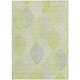 8' X 10' Artichoke Green And Ivory Floral Washable Indoor Outdoor Area Rug