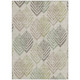 3' X 5' Beige Taupe And Artichoke Green Floral Washable Indoor Outdoor Area Rug
