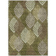 5' X 8' Olive Green Artichoke Green And Gray Floral Washable Indoor Outdoor Area Rug