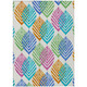 3' X 5' White Orange And Blue Floral Washable Indoor Outdoor Area Rug
