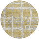 8' Gold Beige And Gray Round Striped Washable Indoor Outdoor Area Rug