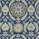 5' X 8' Navy Blue Gold And Beige Floral Washable Indoor Outdoor Area Rug