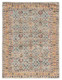 5' X 7' Blue And Beige Jute Floral Hand Woven Area Rug