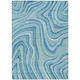 8' X 10' Navy Blue And Denim Blue Abstract Washable Indoor Outdoor Area Rug