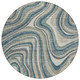 8' Teal Blue Gray And Taupe Round Abstract Washable Indoor Outdoor Area Rug