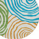 8' White Orange And Teal Blue Round Abstract Washable Indoor Outdoor Area Rug