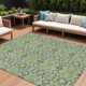 8' X 10' Artichoke Green And Fern Green Medallion Washable Indoor Outdoor Area Rug