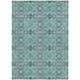 9' X 12' Teal Blue And Aqua Medallion Washable Indoor Outdoor Area Rug