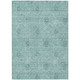 10' X 14' Teal Blue And Ivory Floral Washable Indoor Outdoor Area Rug