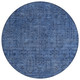 8' Navy Blue And Blue Round Southwestern Washable Indoor Outdoor Area Rug