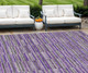 9' X 12' Purple And Lavender Striped Washable Indoor Outdoor Area Rug