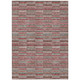 9' X 12' Red Beige And Copper Striped Washable Indoor Outdoor Area Rug