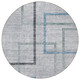 8' Gray Charcoal And Blue Round Geometric Washable Indoor Outdoor Area Rug