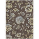 10' X 14' Chocolate Sky Blue And Artichoke Green Floral Washable Indoor Outdoor Area Rug