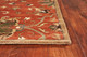 7' Rust Beige And Gray Wool Floral Medallion Hand Tufted Runner Rug