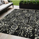 5' X 8' Black Gray And Ivory Floral Washable Indoor Outdoor Area Rug