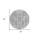 8' Gray Black And Green Round Floral Washable Indoor Outdoor Area Rug