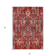 3' X 5' Red Ivory And Dark Gray Floral Washable Indoor Outdoor Area Rug