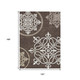 10' X 14' Chocolate Beige And Ivory Floral Medallion Washable Indoor Outdoor Area Rug