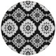 8' Black And Ivory Round Medallion Washable Indoor Outdoor Area Rug