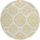 8' Gold And Ivory Round Medallion Washable Indoor Outdoor Area Rug