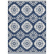 3' X 5' Navy Blue And Ivory Medallion Washable Indoor Outdoor Area Rug