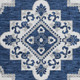 8' Navy Blue And Ivory Round Medallion Washable Indoor Outdoor Area Rug