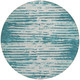 8' Teal Blue And Ivory Round Striped Washable Indoor Outdoor Area Rug