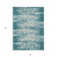 8' X 10' Teal Blue And Ivory Striped Washable Indoor Outdoor Area Rug