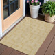 3' X 5' Gold And Ivory Geometric Washable Indoor Outdoor Area Rug