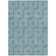 8' X 10' Teal Blue And Ivory Geometric Washable Indoor Outdoor Area Rug