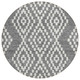 8' Gray And Ivory Round Geometric Washable Indoor Outdoor Area Rug