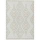 9' X 12' Ivory And Beige Geometric Washable Indoor Outdoor Area Rug