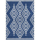 5' X 8' Navy Blue And Ivory Geometric Washable Indoor Outdoor Area Rug