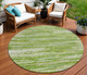 8' Green And Ivory Round Striped Washable Indoor Outdoor Area Rug