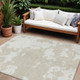 10' X 14' Beige And Ivory Abstract Washable Indoor Outdoor Area Rug