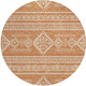 8' Copper And Ivory Round Southwestern Washable Indoor Outdoor Area Rug