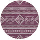 8' Eggplant And Ivory Round Southwestern Washable Indoor Outdoor Area Rug