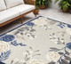 5' X 8' Blue And Grey Floral Stain Resistant Non Skid Area Rug