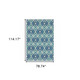7' X 10' Blue and Ivory Geometric Stain Resistant Indoor Outdoor Area Rug