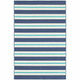 4' X 6' Blue and Ivory Geometric Stain Resistant Indoor Outdoor Area Rug