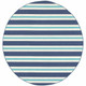 8' X 8' Blue and Ivory Round Geometric Stain Resistant Indoor Outdoor Area Rug