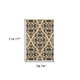 7' X 10' Beige and Black Oriental Stain Resistant Indoor Outdoor Area Rug