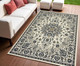 4' X 6' Ivory and Blue Oriental Stain Resistant Indoor Outdoor Area Rug