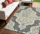 4' X 6' Gray and Ivory Oriental Stain Resistant Indoor Outdoor Area Rug