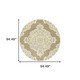 8' X 8' Tan Round Oriental Stain Resistant Indoor Outdoor Area Rug